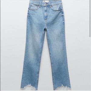 Zara The Dreed Flare Jeans asymmetric hems with frayed trips